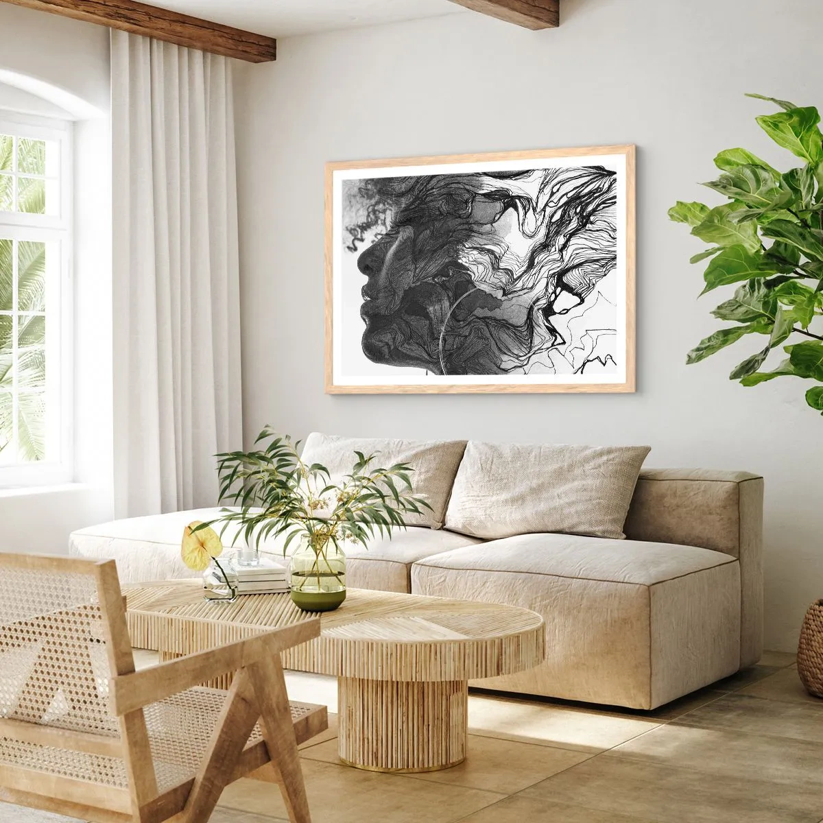 Poster in einem Rahmen aus heller Eiche - Verstrickt in Träume - 50x40 cm