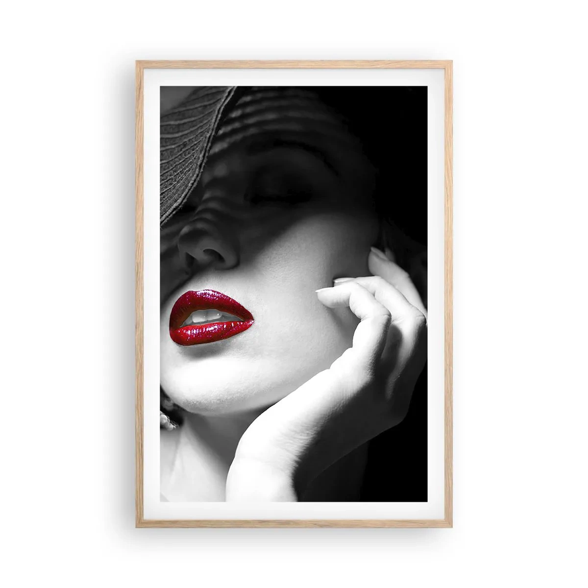 Poster in einem Rahmen aus heller Eiche - Eine Studie in Scharlachrot - 61x91 cm