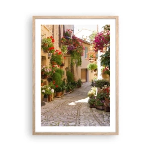 Poster in einem Rahmen aus heller Eiche - In der Flut Blumen - 50x70 cm