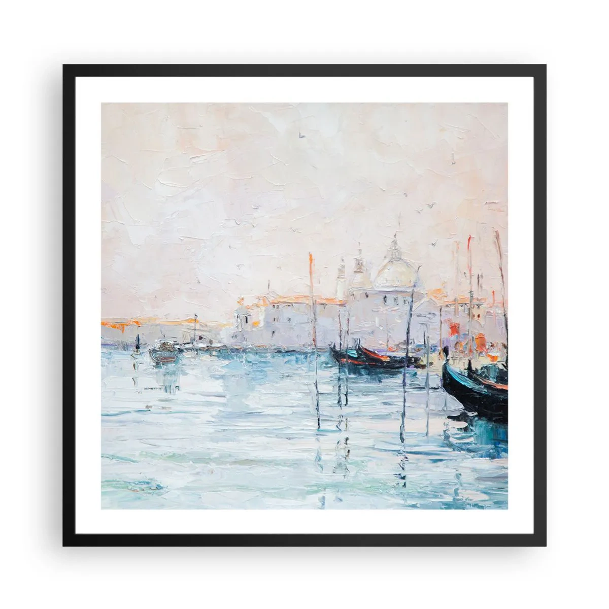 Poster in einem schwarzem Rahmen - Hinter dem Wasser, hinter dem Nebel - 60x60 cm