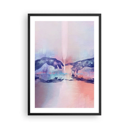 Poster in einem schwarzem Rahmen - Abstrakte Hände in Pastellfarben - 50x70cm - Göttlicher Funke des Lebens - Moderne Wanddekoration für Wohnzimmer und Schlafzimmer ARTTOR