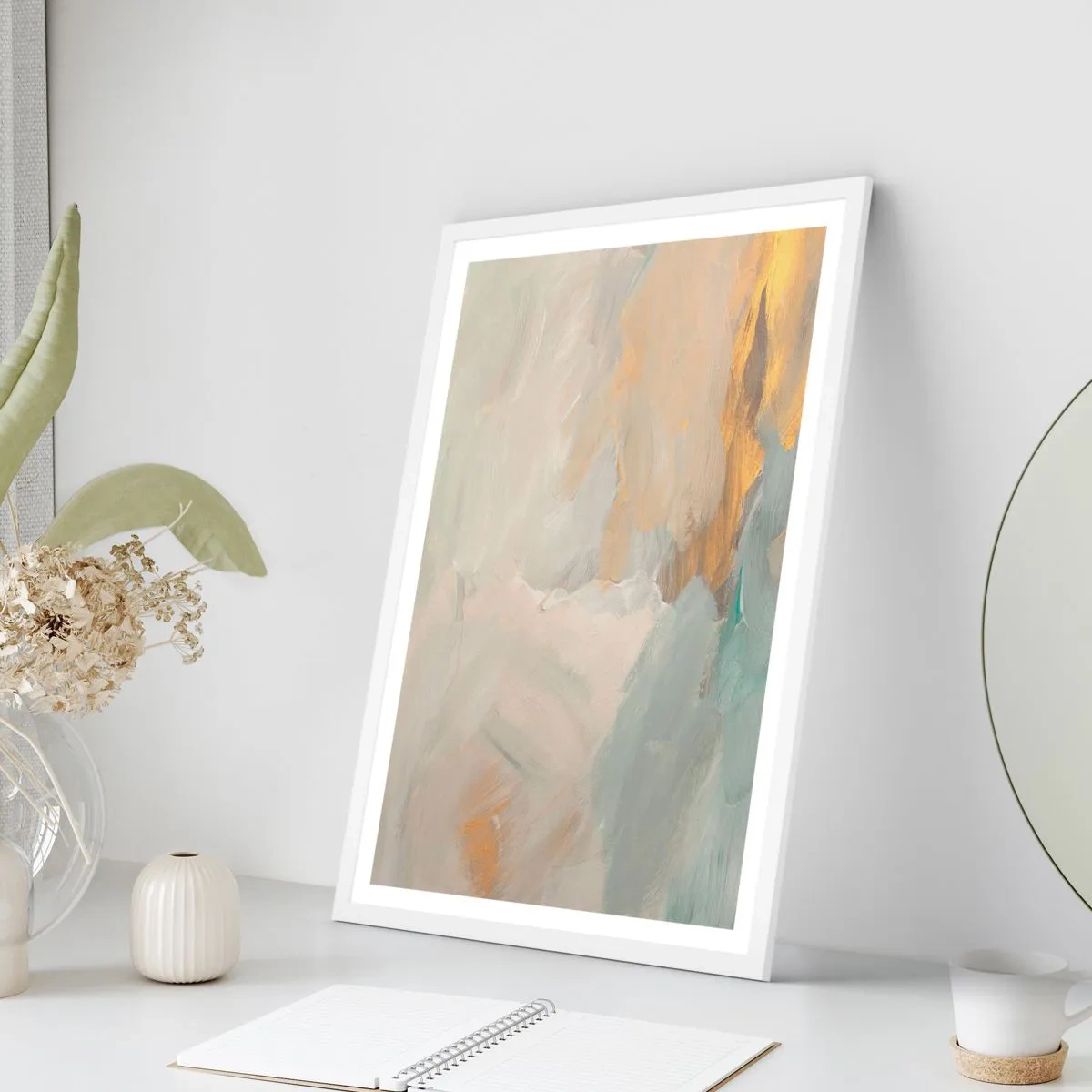 Poster in einem weißen Rahmen - Abstraktion – das Land der Sanftheit - 50x70 cm