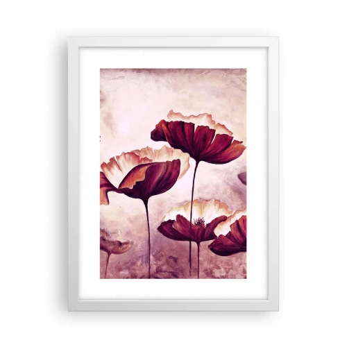 Poster in einem weißen Rahmen - Rotes und weißes Blütenblatt - 30x40 cm