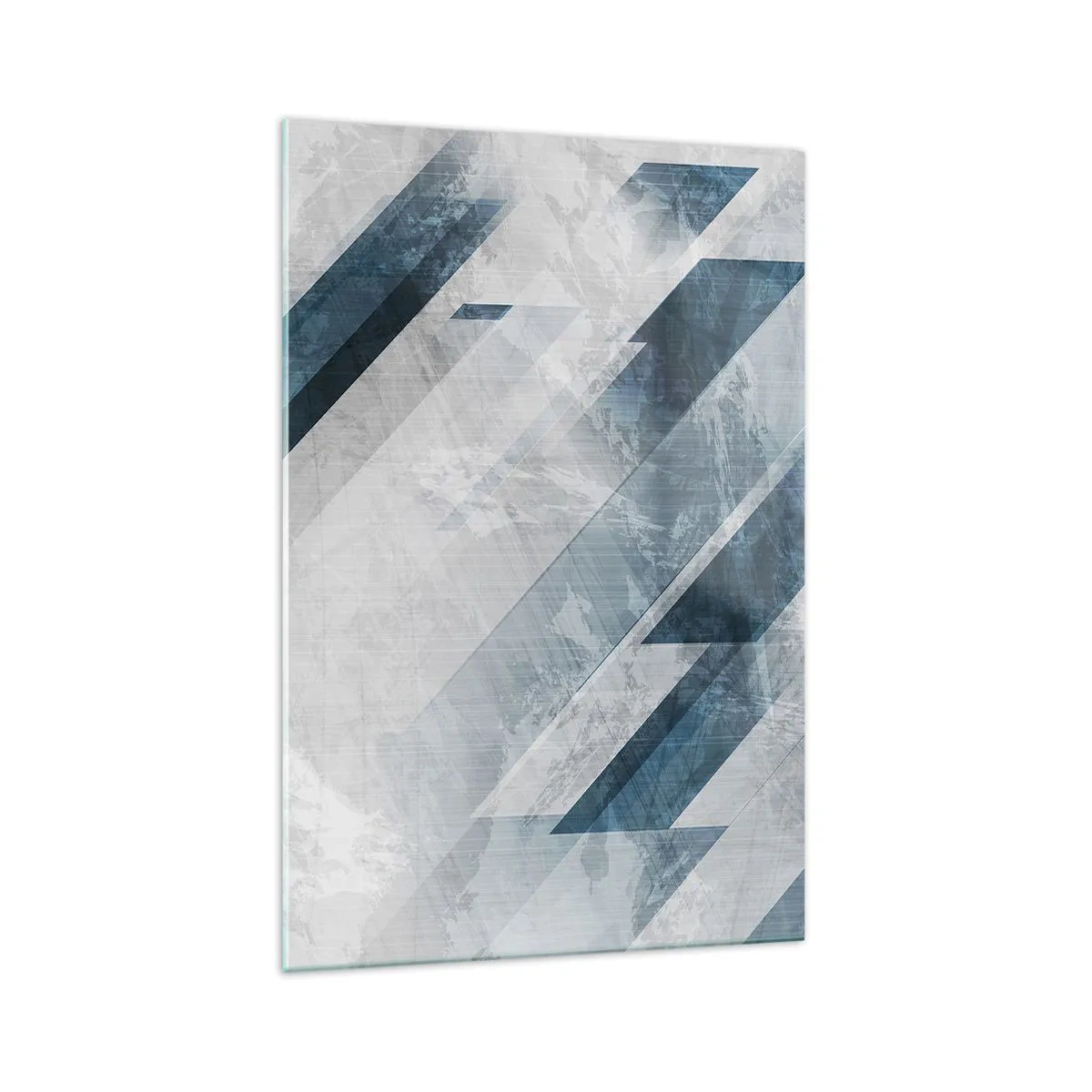 Glasbild - Bild auf glas - Abstrakte Linien in Grau- und Blautönen - 70x100cm - Räumliche Komposition - graue Bewegung - Moderne Wanddekoration für Wohnzimmer und Schlafzimmer ARTTOR