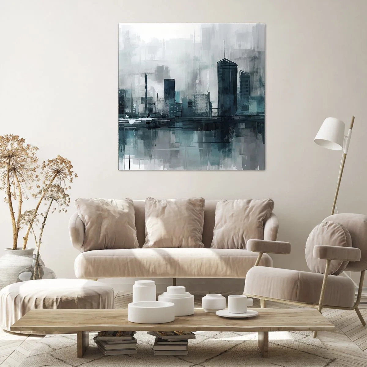 Bild auf Leinwand - Leinwandbild - Eine Stadt in der Farbe des Regens - 30x30 cm