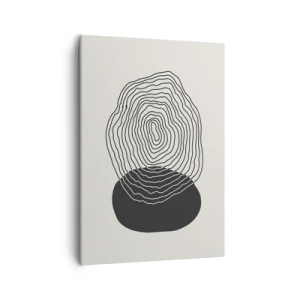 Bild auf Leinwand - Leinwandbild - Abstraktes Muster mit Linien und Formen in Schwarz und Weiß - 50x70cm - Dauer und Schwingung - Moderne Wanddekoration für Wohnzimmer und Schlafzimmer ARTTOR