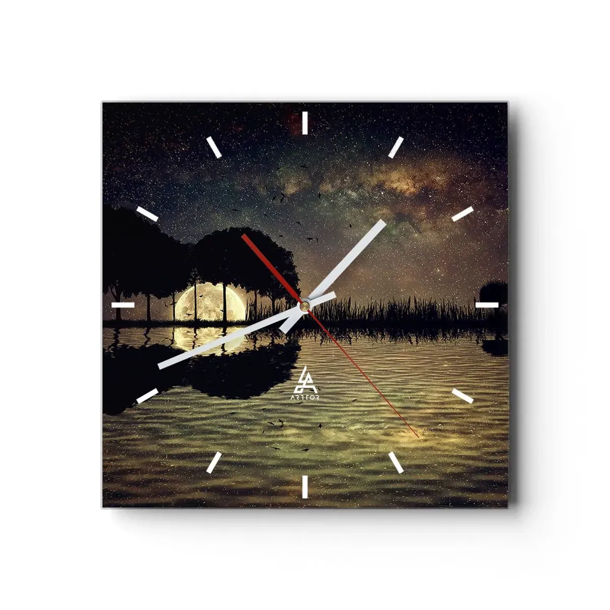 Wanduhr - Glasuhr - Nacht am Ende der Welt - 40x40 cm