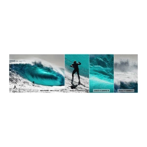 Fototapeten Muster Premium Sand - Herausforderung angenommen - Surfen, Hohe Welle, Surfer - 100x30 cm