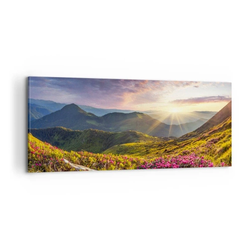 Bild auf Leinwand - Leinwandbild - Frische am Bergmorgen - 100x40 cm