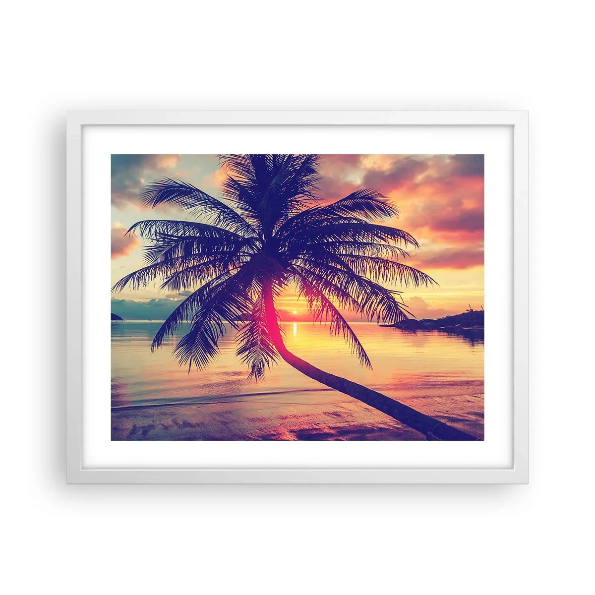 Poster in einem weißen Rahmen - Abend unter Palmen - 50x40 cm