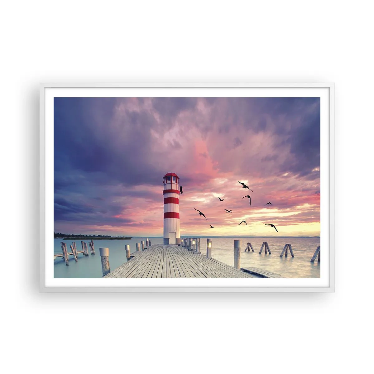 Poster in einem weißen Rahmen - Es ist Zeit zum Hafen zu gehen - 100x70 cm