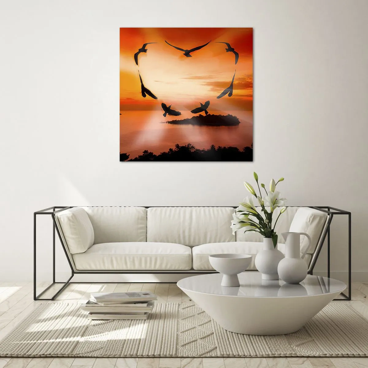 Glasbild - Bild auf glas - Liebe die Welt wie Vögel - 40x40 cm