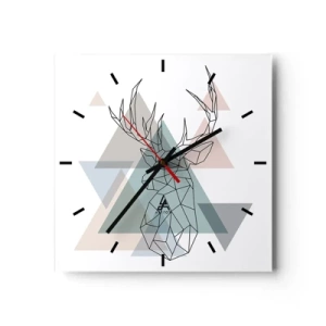 Wanduhr - Glasuhr - In einem geometrischen Wald - 40x40 cm