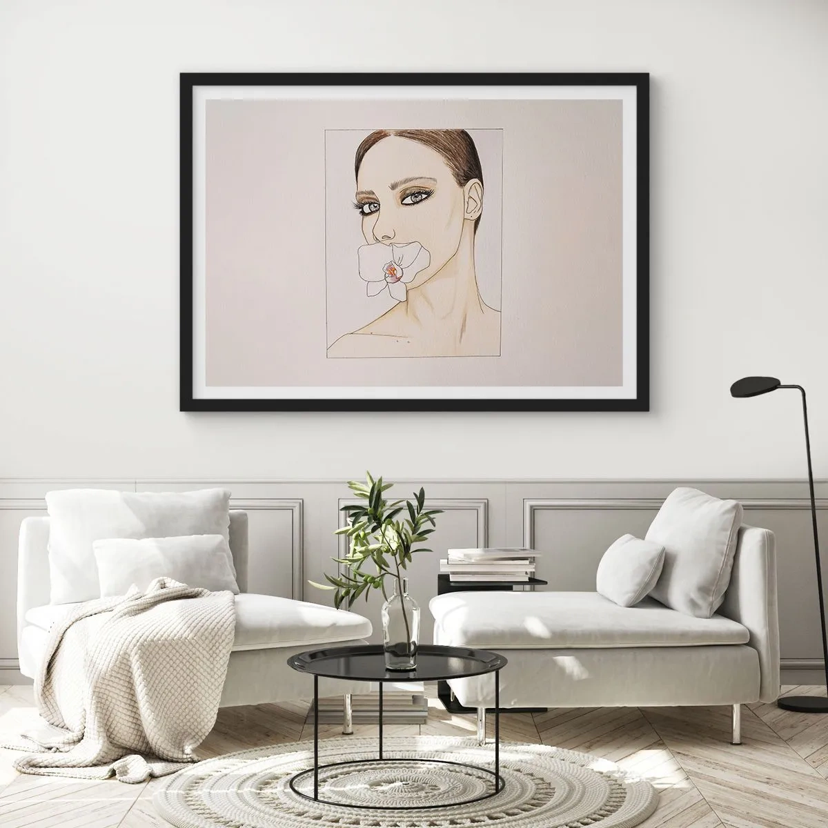 Poster in einem schwarzem Rahmen - Ein Symbol für Eleganz und Schönheit - 91x61 cm