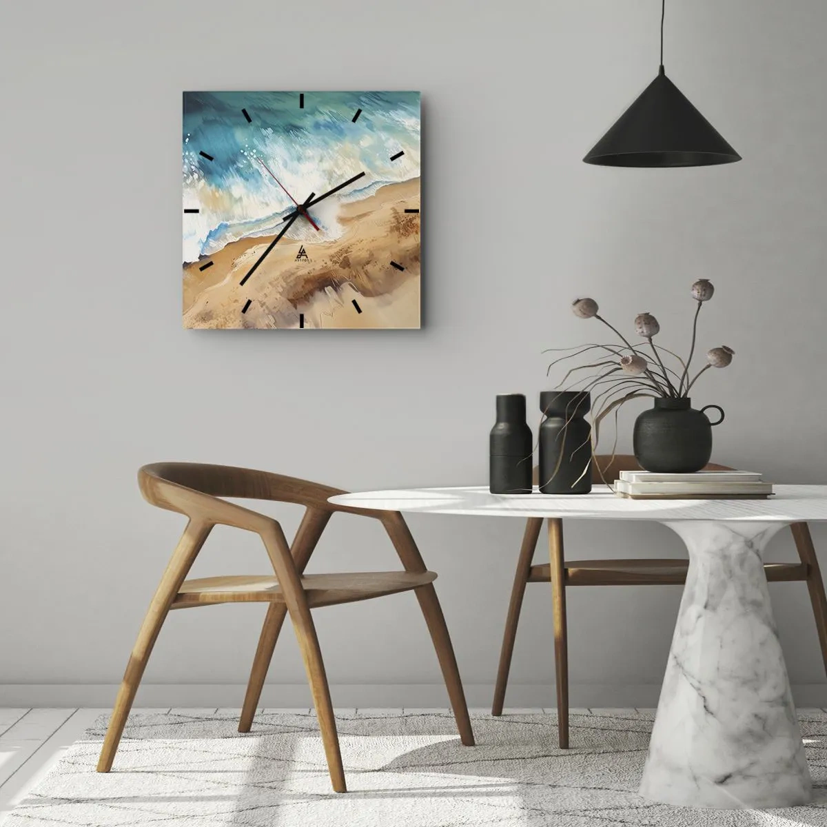Wanduhr - Glasuhr - Zurückkehrende Welle - 40x40 cm