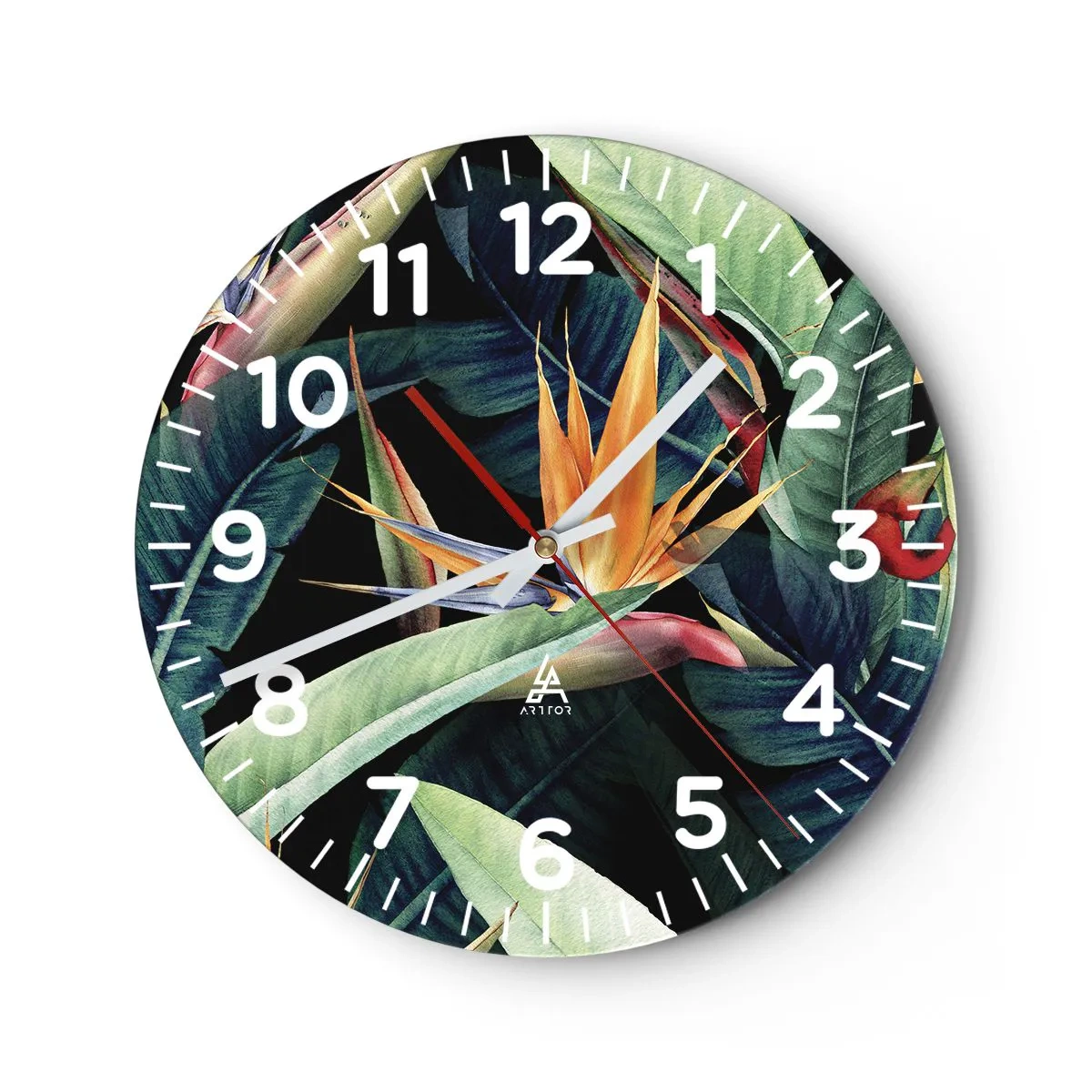 Wanduhr - Glasuhr - Flammende Blumen der Tropen - 40x40 cm