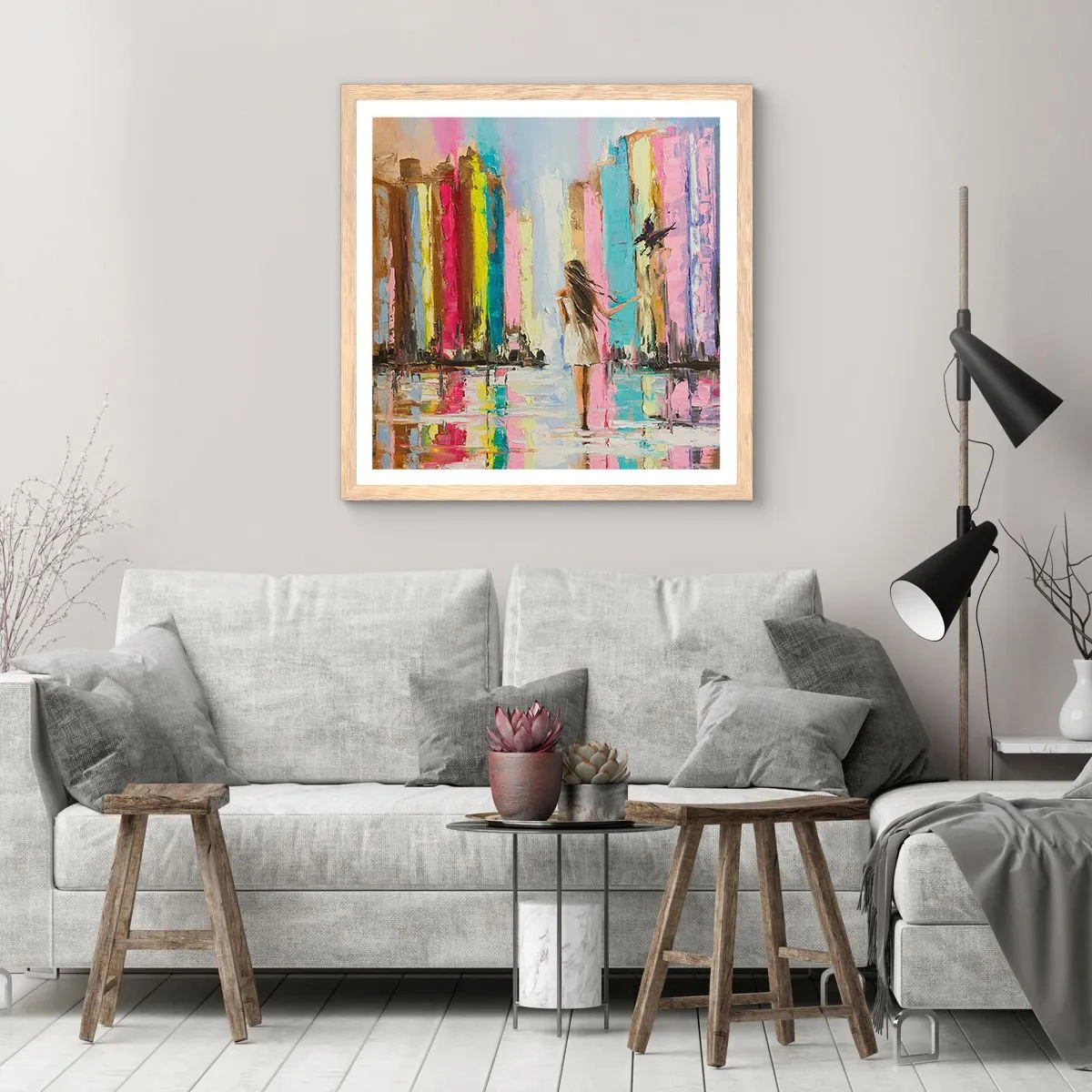 Poster in einem Rahmen aus heller Eiche - Folge mir - 60x60 cm