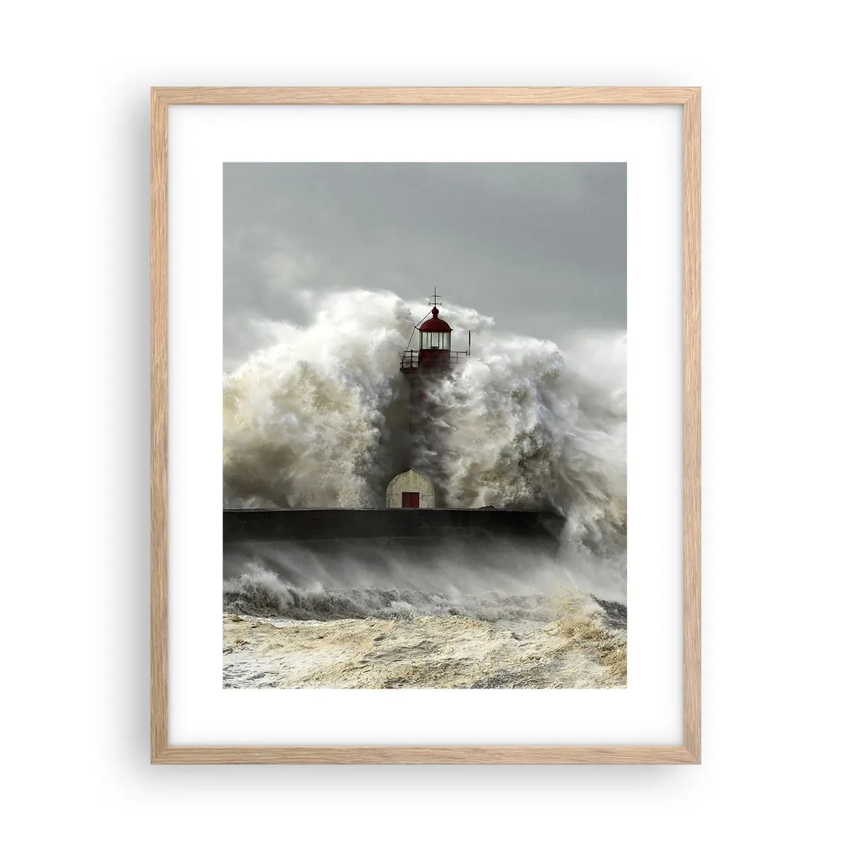 Poster in einem Rahmen aus heller Eiche - Die Wut des Ozeans - 40x50 cm