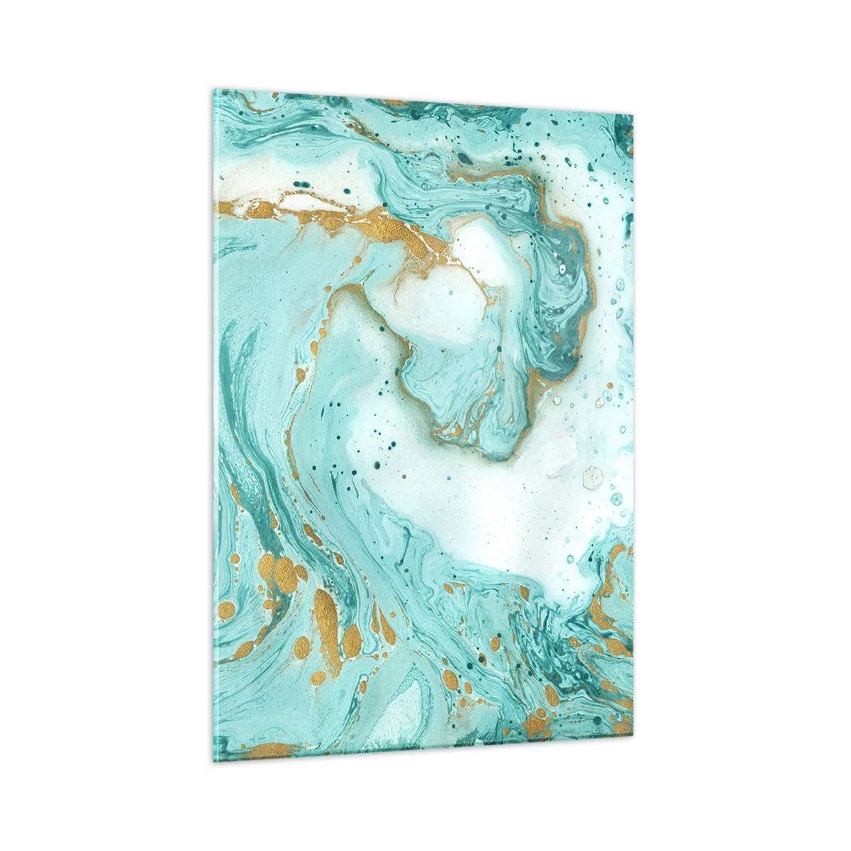 Glasbild - Bild auf glas - Türkis- und goldfarbenes Marmormuster - 50x70cm - Unter der großen Welle der Edo-Ära - Moderne Wanddekoration für Wohnzimmer und Schlafzimmer ARTTOR