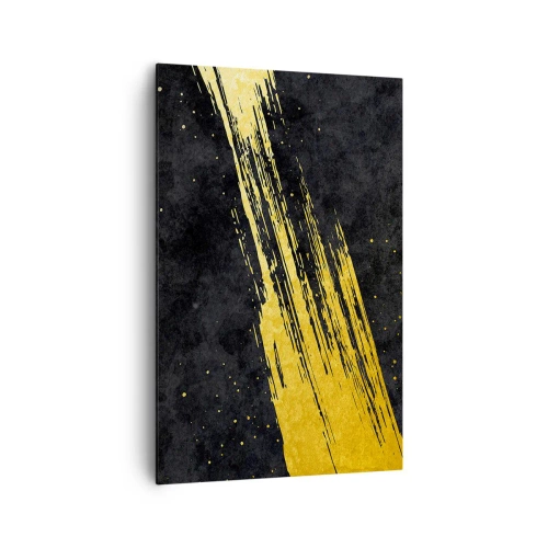 Bild auf Leinwand - Leinwandbild - Schwarzer Hintergrund mit dynamischen goldenen Pinselstrichen - 80x120cm - Sprung in den Hyperraum - Moderne Wanddekoration für Wohnzimmer und Schlafzimmer ARTTOR