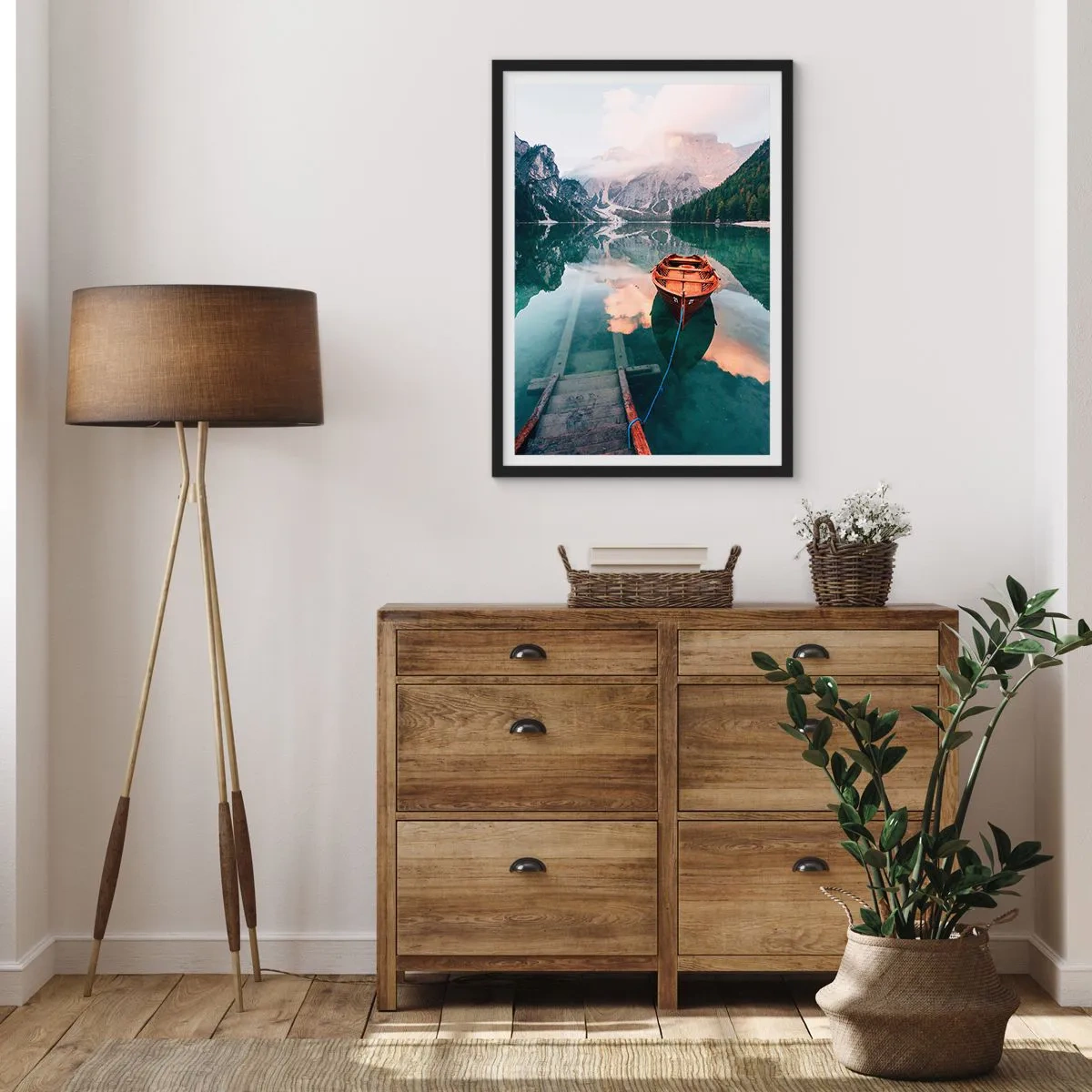 Poster in einem schwarzem Rahmen - Friedlicher Schlaf der Berge - 70x100 cm