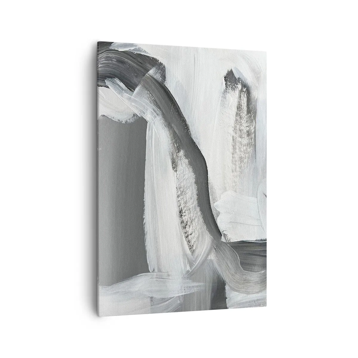 Bild auf Leinwand - Leinwandbild - Grau-weiße Abstraktion mit dynamischen Linien - 70x100cm - Entscheidender Schritt - Moderne Wanddekoration für Wohnzimmer und Schlafzimmer ARTTOR