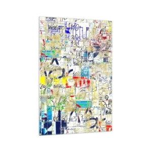 Glasbild - Bild auf glas - Abstrakte Graffiti mit bunten Inschriften und Mustern - 70x100cm - Es freut einfach die Augen - Moderne Wanddekoration für Wohnzimmer und Schlafzimmer ARTTOR