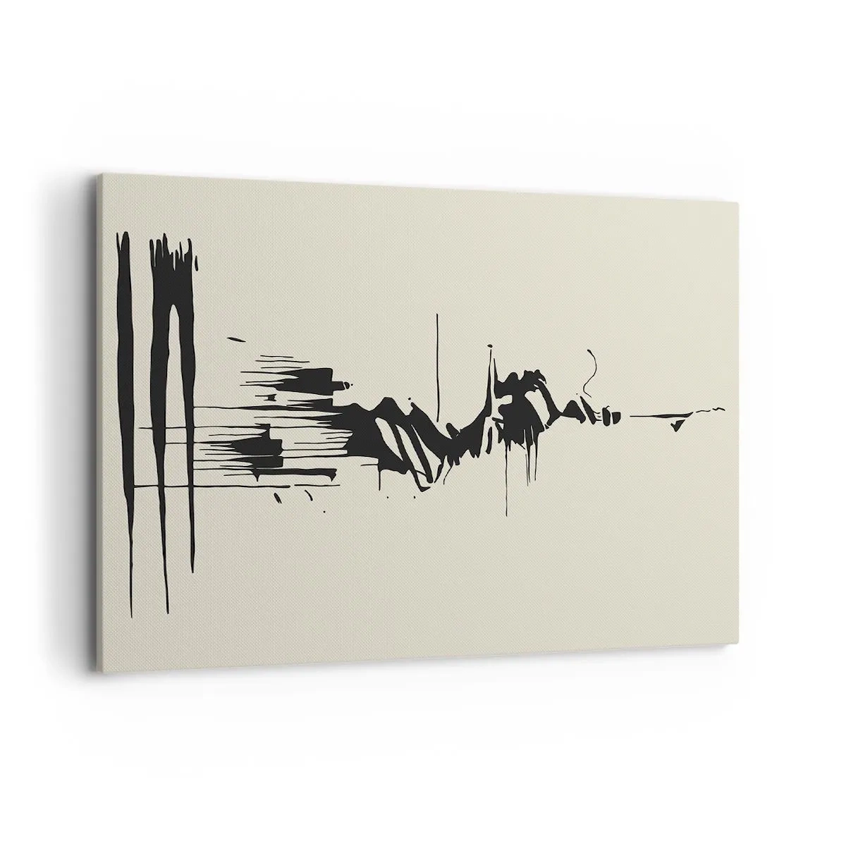 Bild auf Leinwand - Leinwandbild - Minimalistische Abstraktion mit schwarzen Linien auf hellem Hintergrund - 100x70cm - Hastige Abstraktion - Moderne Wanddekoration für Wohnzimmer und Schlafzimmer ARTTOR