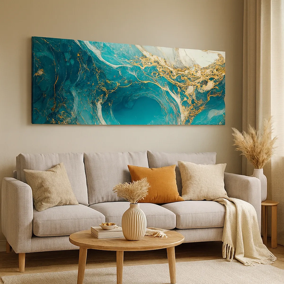 Bild auf Leinwand - Leinwandbild - Komposition mit Goldadern - 30x30 cm