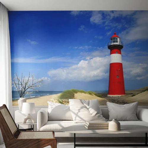 Selbstklebende Fototapete Deluxe Sticker - Traum Einsamkeit - Landschaft, Leuchtturm, Niederlande - 100x70 cm