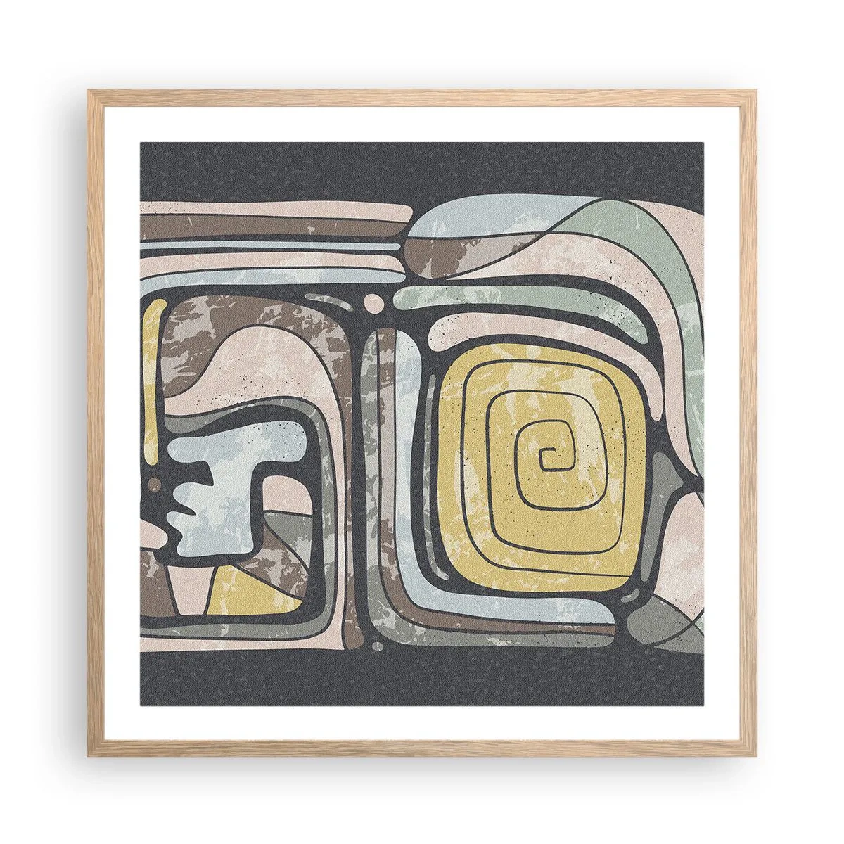 Poster in einem Rahmen aus heller Eiche - Abstraktion im präkolumbianischen Geist - 60x60 cm