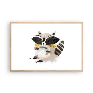 Poster in einem Rahmen aus heller Eiche - Mein Freund der Waschbär - 91x61 cm