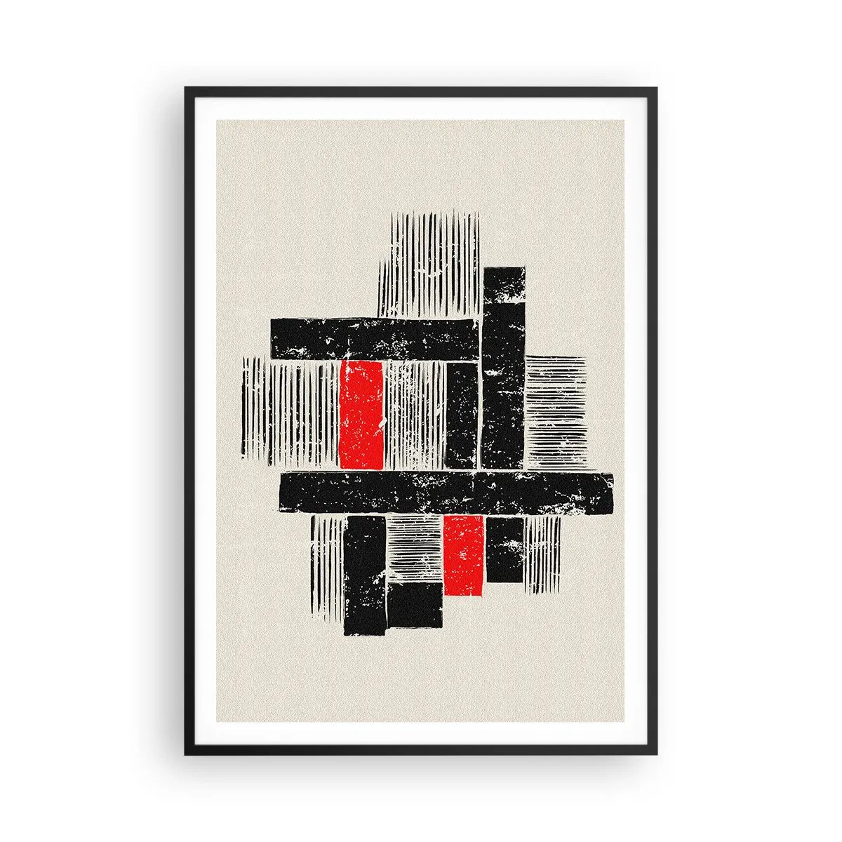 Poster in einem schwarzem Rahmen - Rot und Schwarz - 70x100 cm