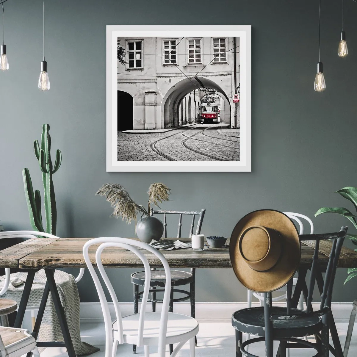 Poster in einem weißen Rahmen - Durch das Stadtlabyrinth - 60x60 cm