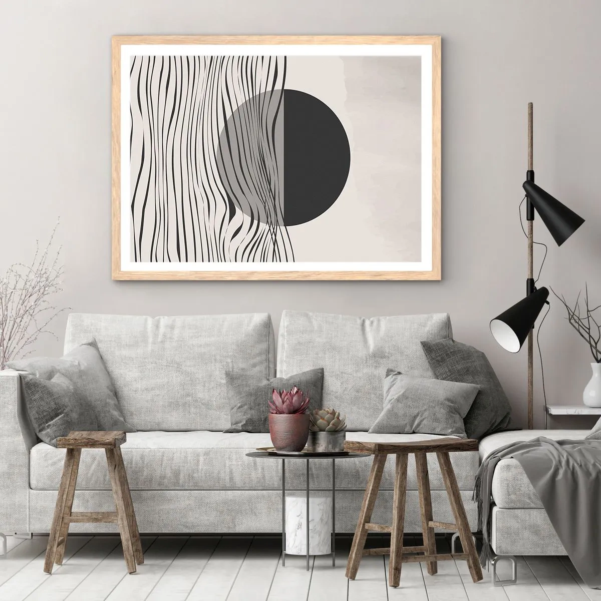 Poster in einem Rahmen aus heller Eiche - Halbe Komposition - 100x70 cm