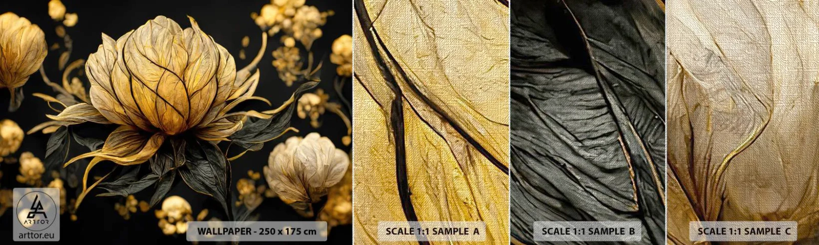 Fototapeten Muster Premium Canvas - Subtile Zerbrechlichkeit - Blume, Art Deco, Glanz - 100x30 cm