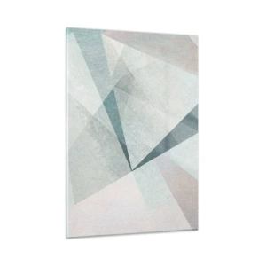 Glasbild - Bild auf glas - Geometrische Formen in Pastelltönen von Grün und Blau - 50x70cm - Einfach aber dynamisch - Moderne Wanddekoration für Wohnzimmer und Schlafzimmer ARTTOR