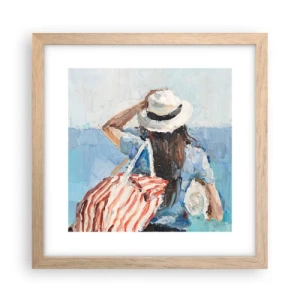 Poster in einem Rahmen aus heller Eiche - Willkommen in den Sommerferien - 30x30 cm