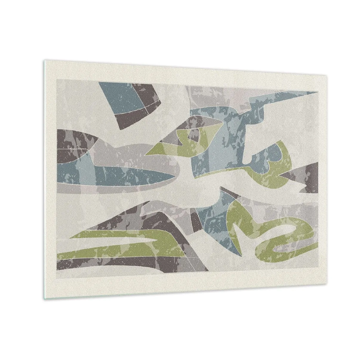 Glasbild - Bild auf glas - Geometrische Komposition in Grün und Grau - 70x50cm - Komposition hinter dem Glas - Moderne Wanddekoration für Wohnzimmer und Schlafzimmer ARTTOR