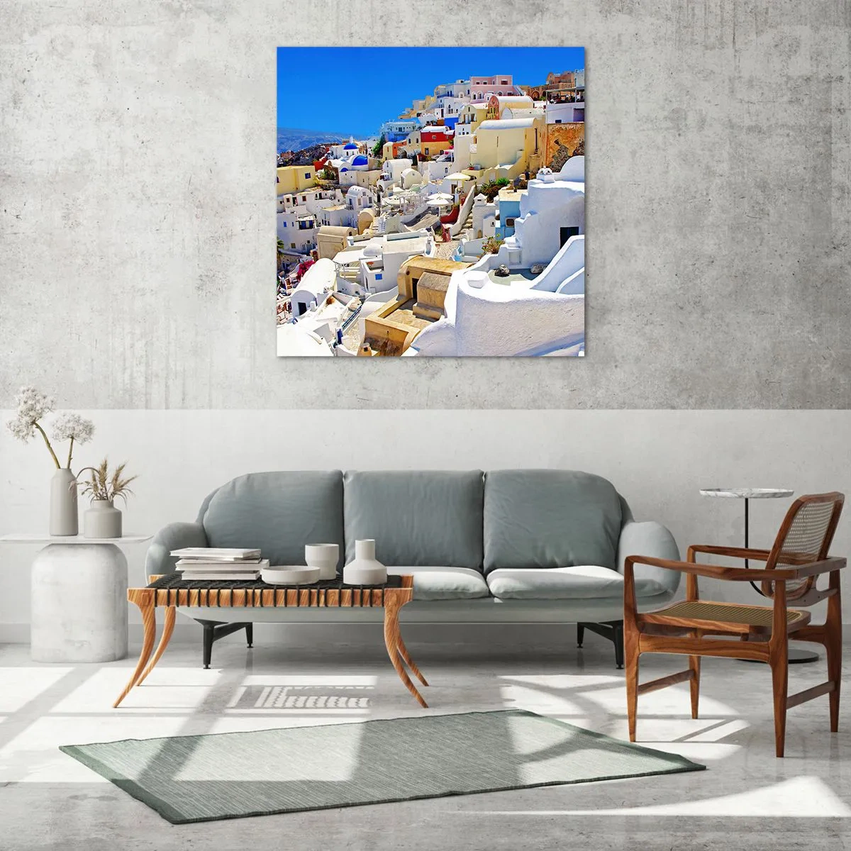 Glasbild - Bild auf glas - Der Traum vom griechischen Sommer - 70x70 cm