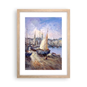 Poster in einem Rahmen aus heller Eiche - Stadt an der Bucht - 30x40 cm