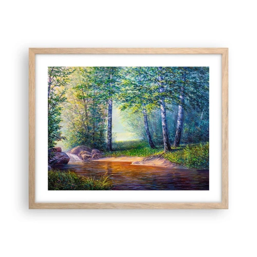 Poster in einem Rahmen aus heller Eiche - Idyllische Landschaft - 50x40 cm