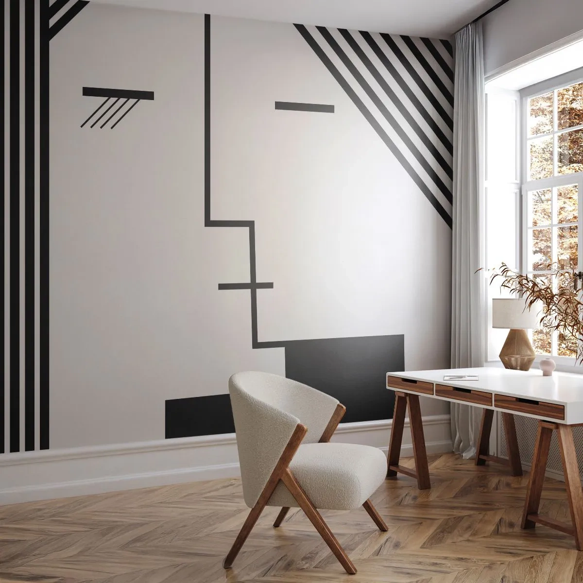 Fototapete Standard Eco - Einfach ein Kuss - Moderne Kunst, Schwarz und weiß, Gesicht - 350x256 cm