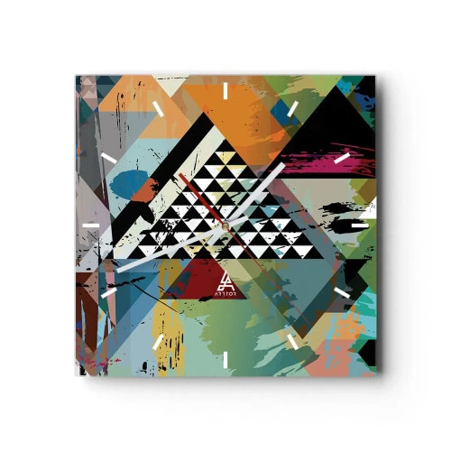 Wanduhr - Glasuhr - Eine abstrakte Komposition aus geometrischen Formen und Farben. - 30x30cm - Wie einfach ist es - Moderne Wanddekoration für Wohnzimmer und Schlafzimmer ARTTOR