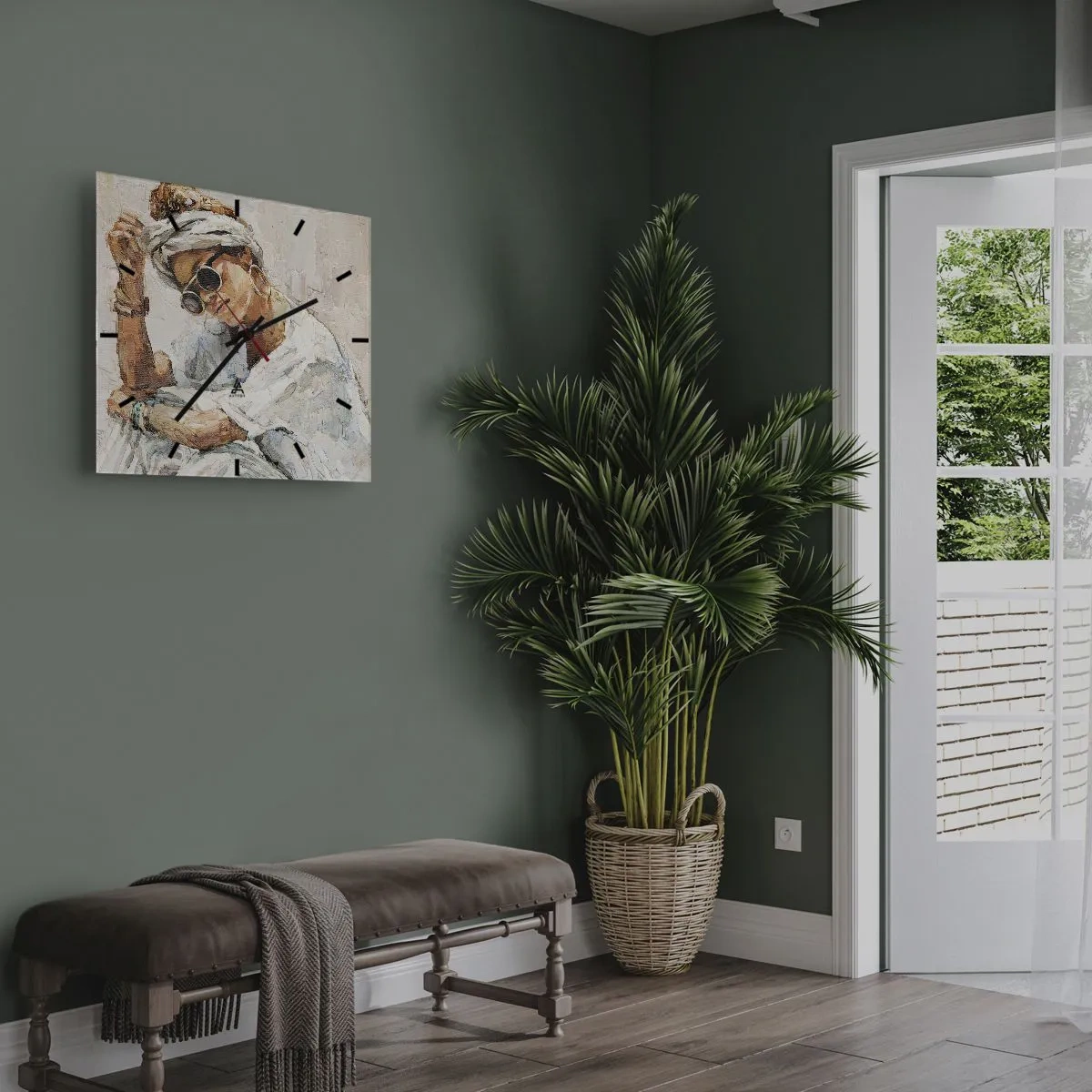 Wanduhr - Glasuhr - Porträt in voller Sonne - 30x30 cm