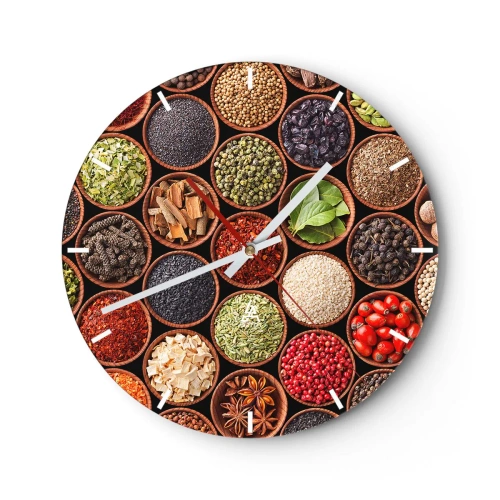 Wanduhr - Glasuhr - Alle Aromen der Welt - 40x40 cm