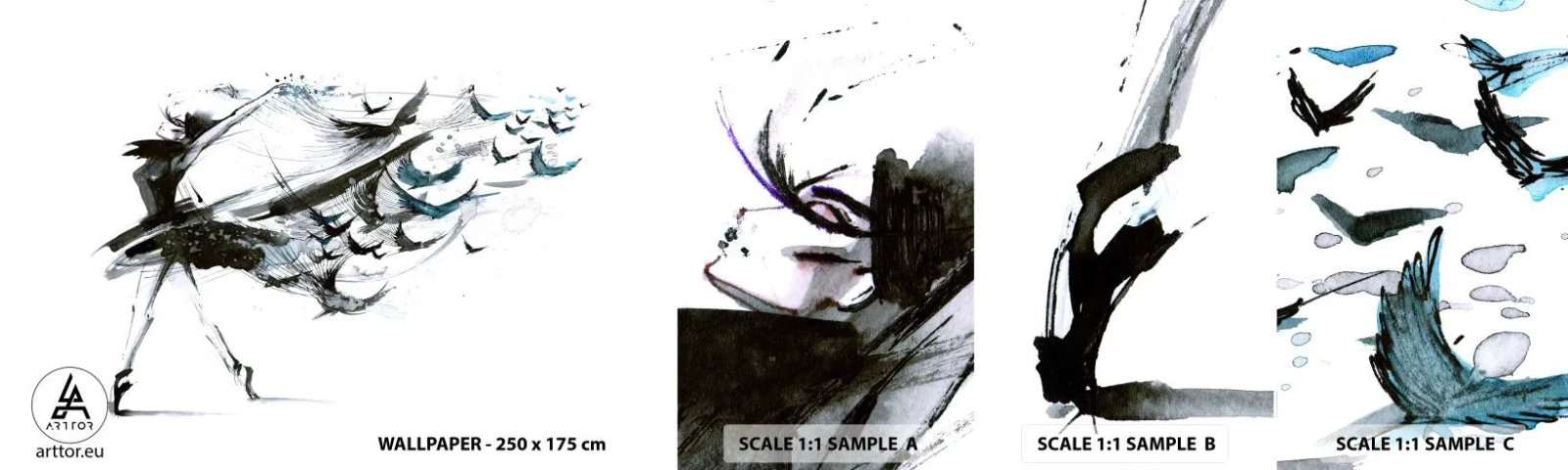 Fototapetenmuster Standard Eco - Die Magie der Musik befreit dich vom Bann - Abstraktion, Frau, Tanzen - 100x30 cm