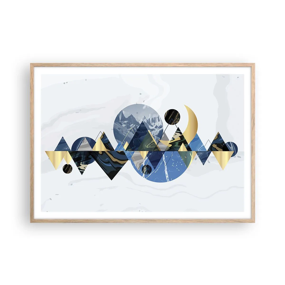 Poster in einem Rahmen aus heller Eiche - Geometrische Landschaft - 100x70 cm