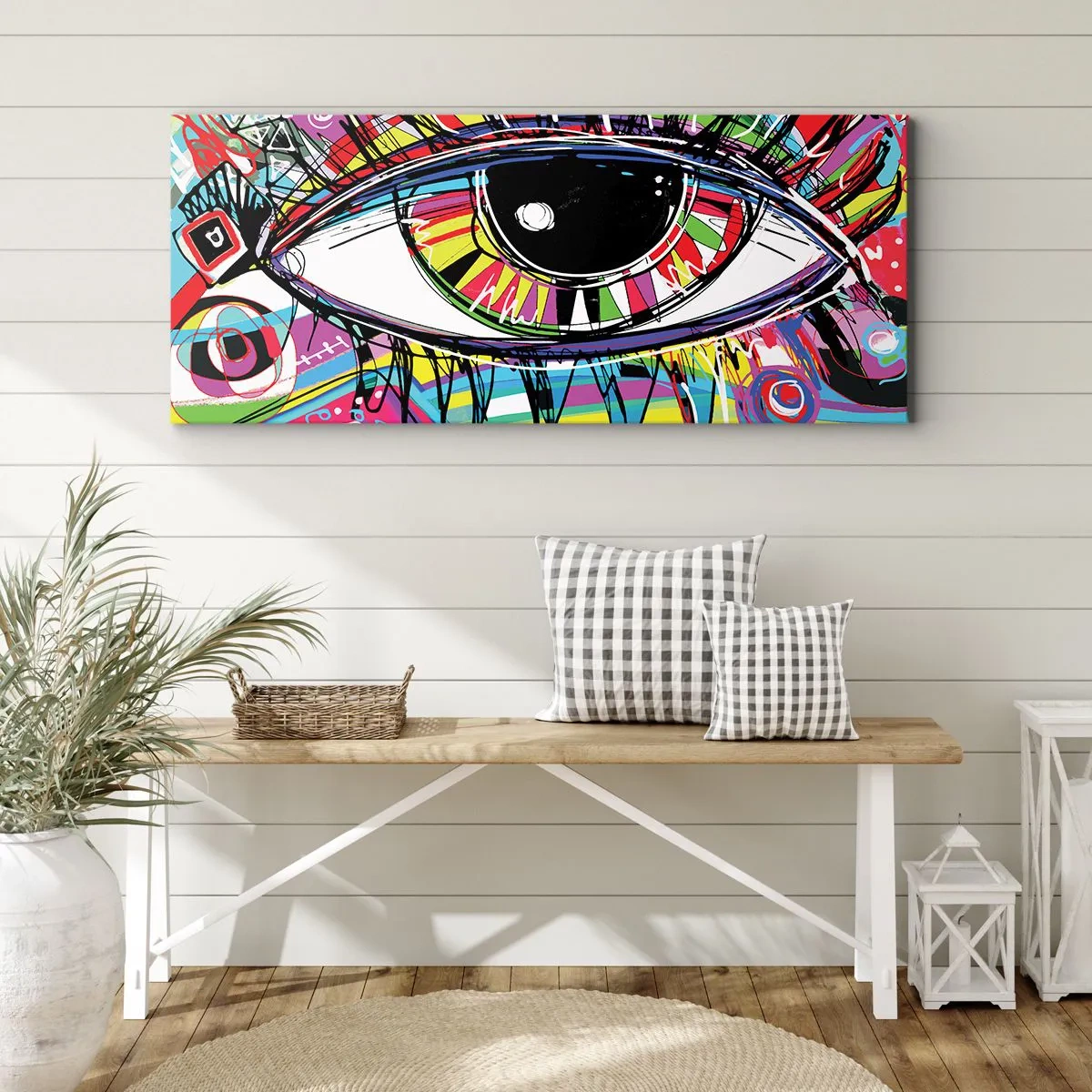 Bild auf Leinwand - Leinwandbild - Buntes Auge - bunte Seele - 100x40 cm
