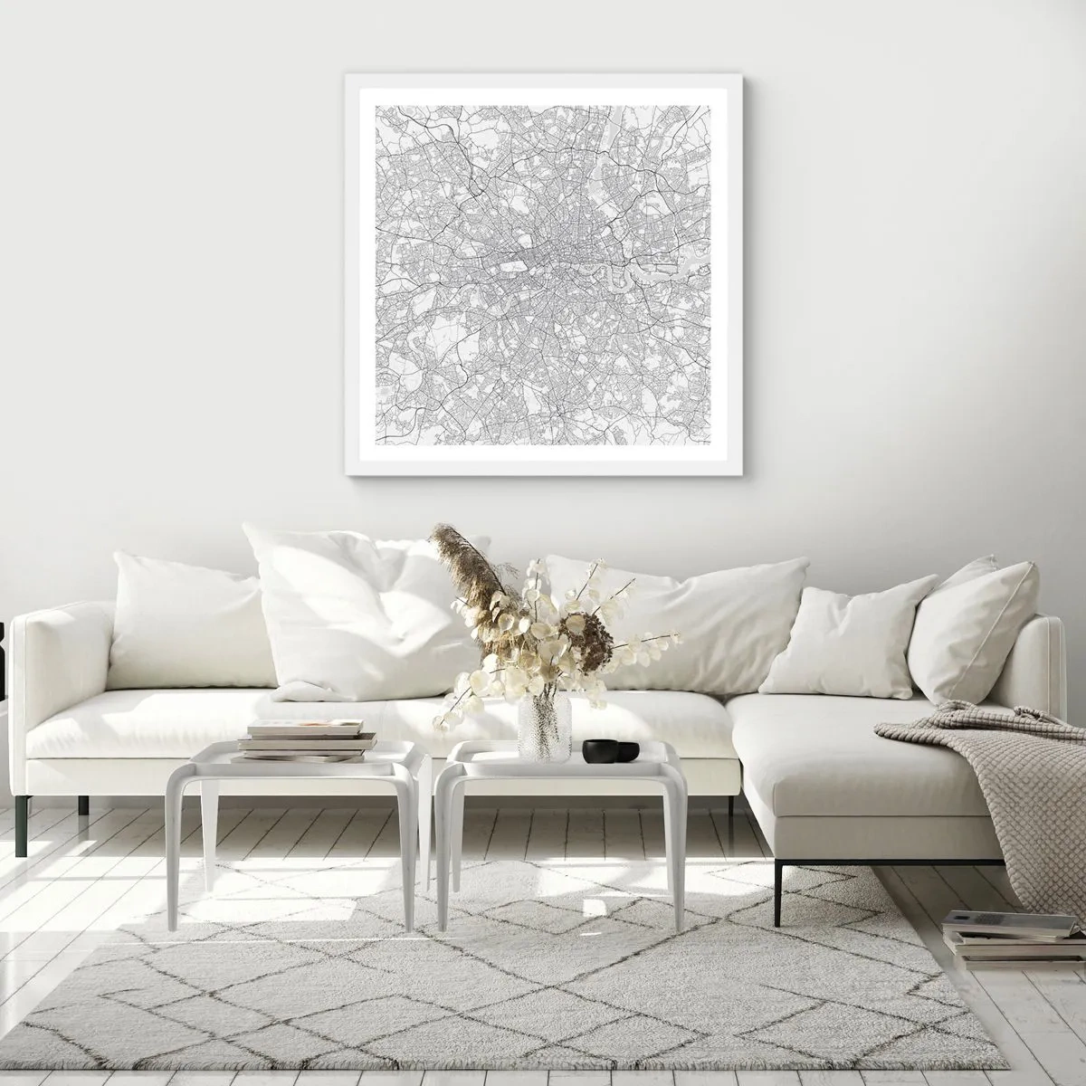 Poster in einem weißen Rahmen - Karte des Labyrinths von London - 30x30 cm